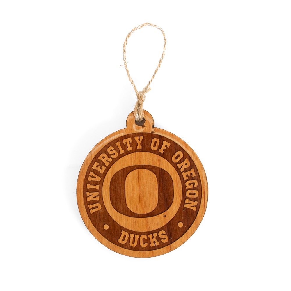 Classic Oregon O, Timeless Etchings, Brown, Collectibles, Wood, Gifts, 3.75", Burnt design, Christmas ornament, 999045